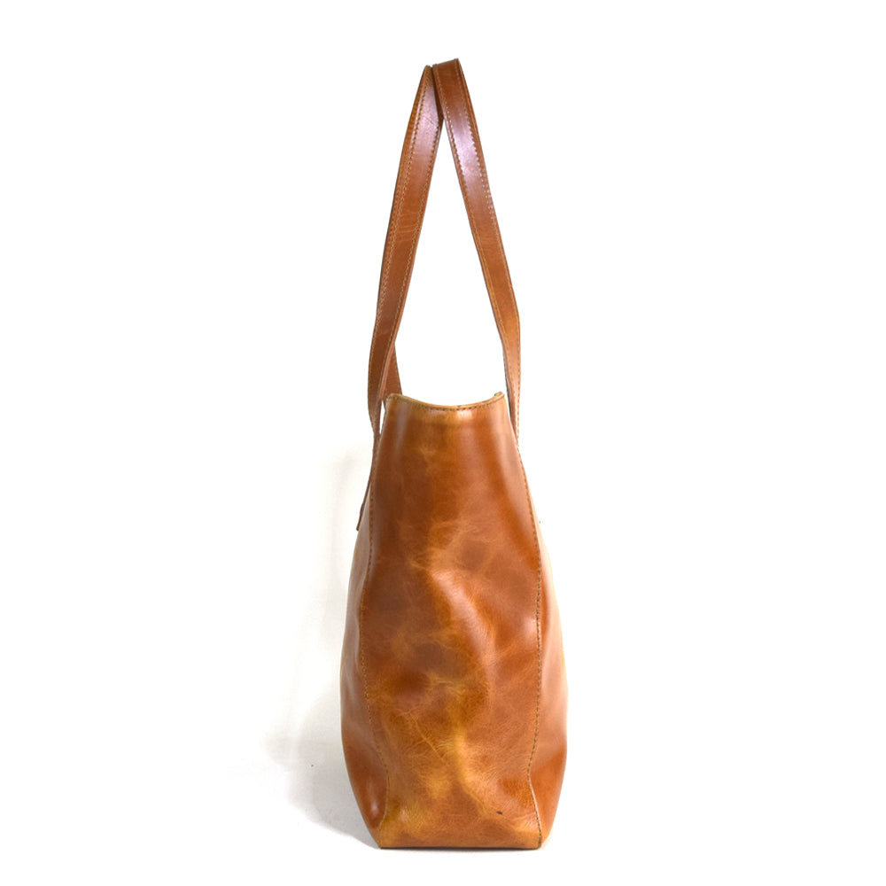 Concealed Carry Hand Bag in Cognac Genuine Leather - Final Sale: No Returns or Exchanges