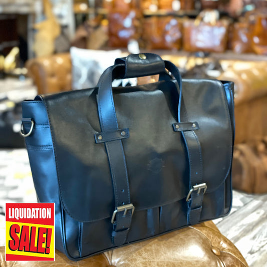 Montana Portfolio XL Briefcase Legal Size in Black Leather - Harley Logo - Final Sale: No Returns or Exchanges - 35% off