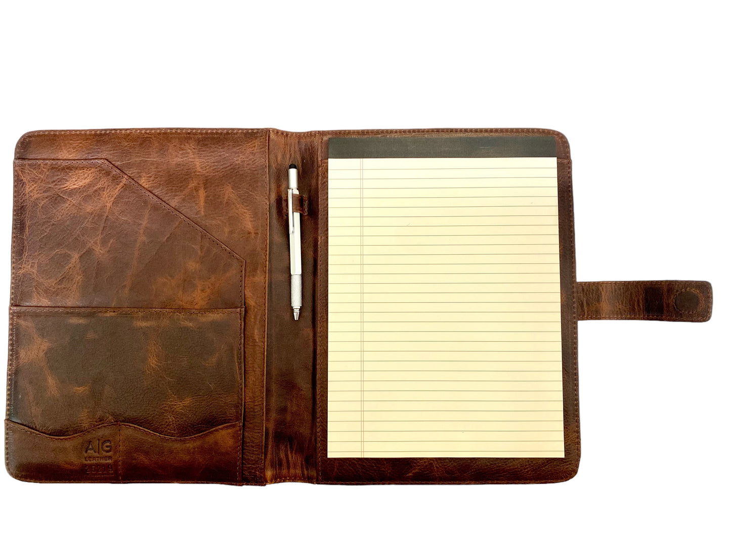 Genuine Leather Portfolio Padfolio with magnet 10x13 inches - request a quote for corporate gifts and recognitions.