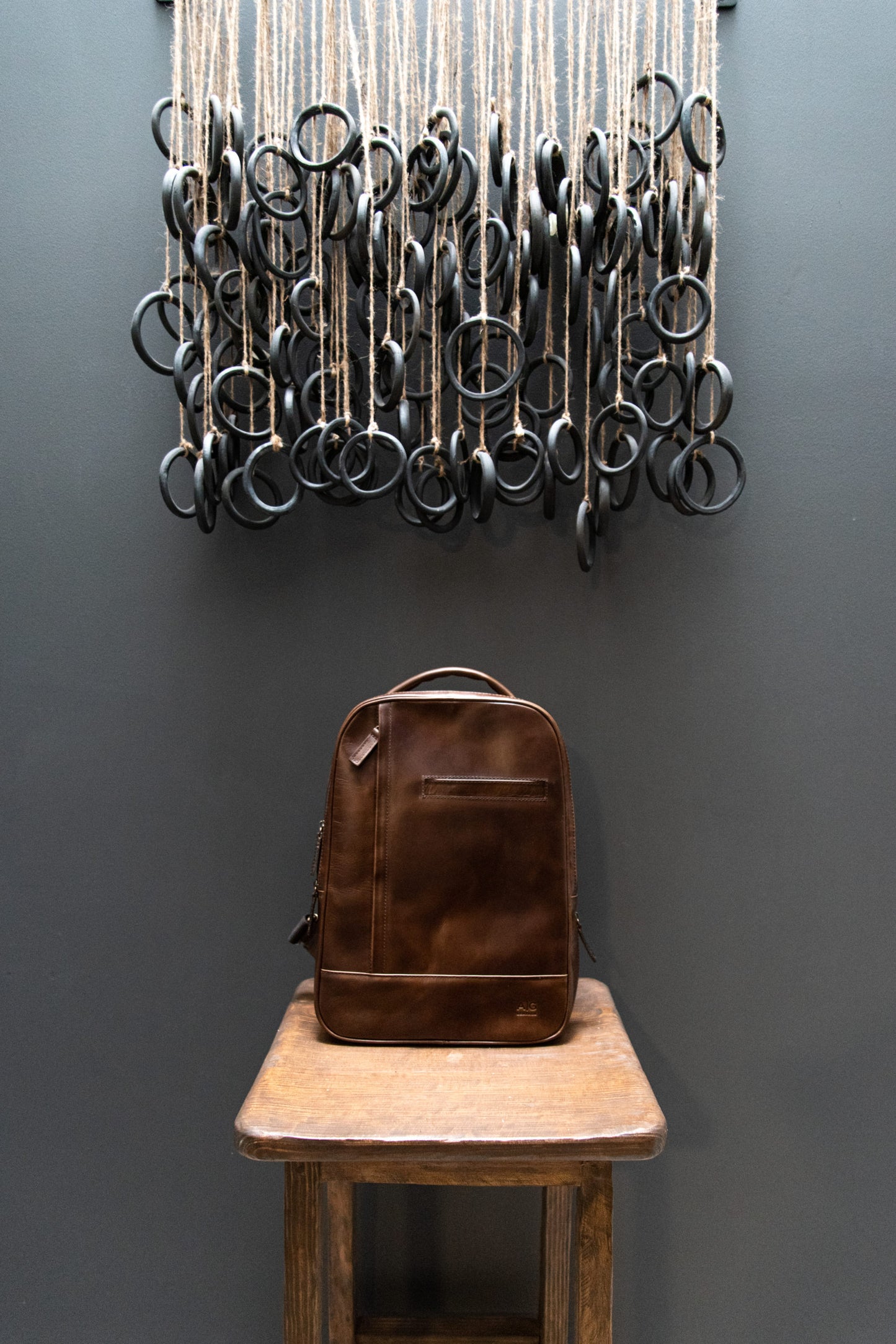 Double compartment backpack in Chocolate Leather - final sale no exchange