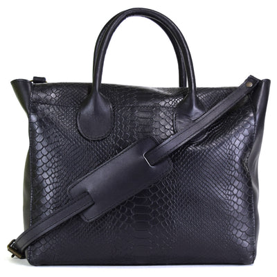 Foldover Tote in Black snke Embossed Leather (not Cncled)