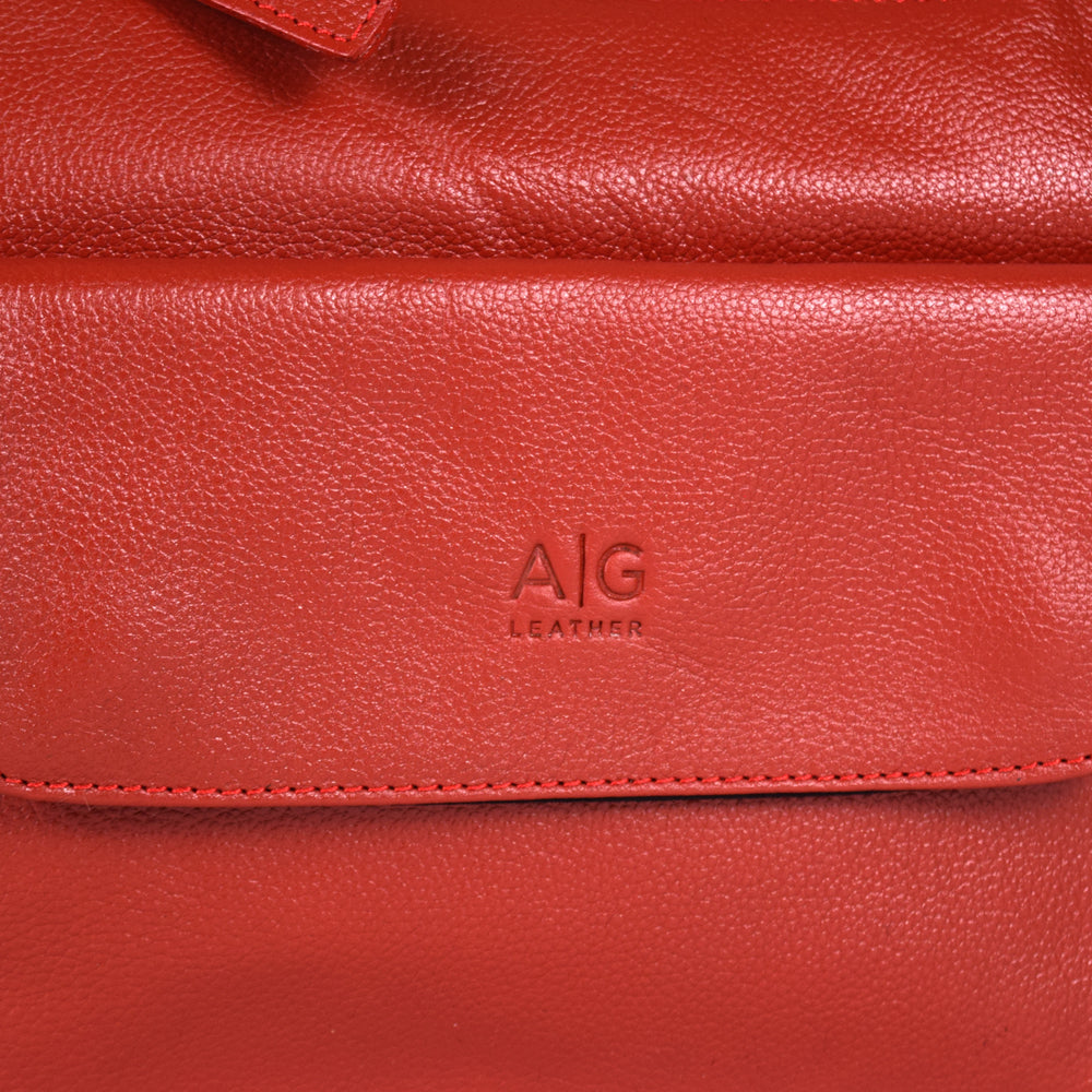 Urban Messenger Bag in Red Leather - Final Sale: No Returns or Exchanges