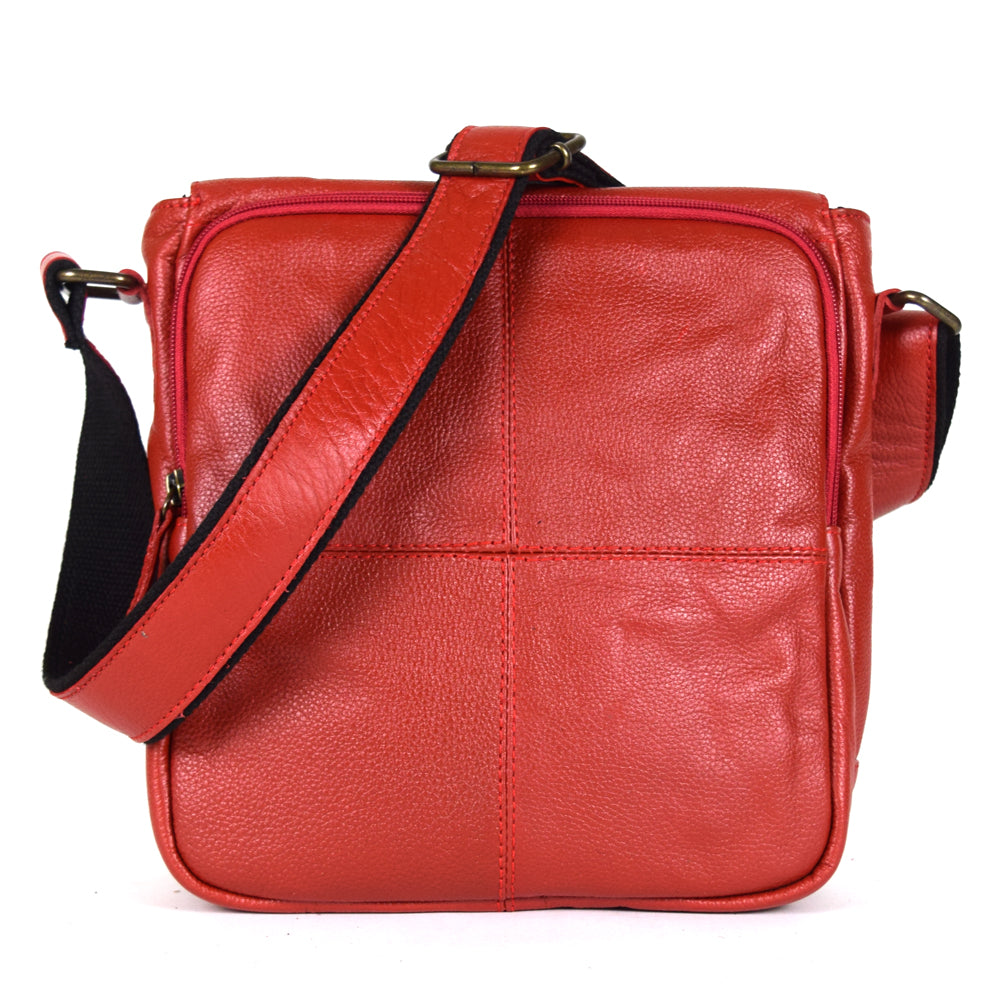 Urban Messenger Bag in Red Leather - Final Sale: No Returns or Exchanges