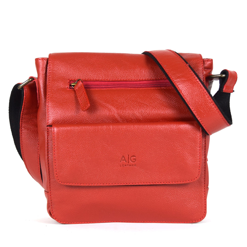 Urban Messenger Bag in Red Leather - Final Sale: No Returns or Exchanges