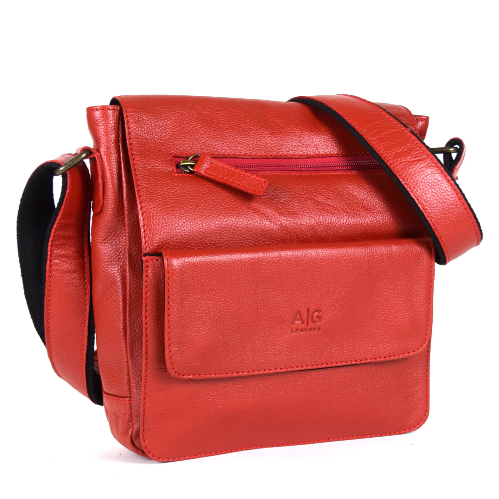 Urban Messenger Bag in Red Leather - Final Sale: No Returns or Exchanges