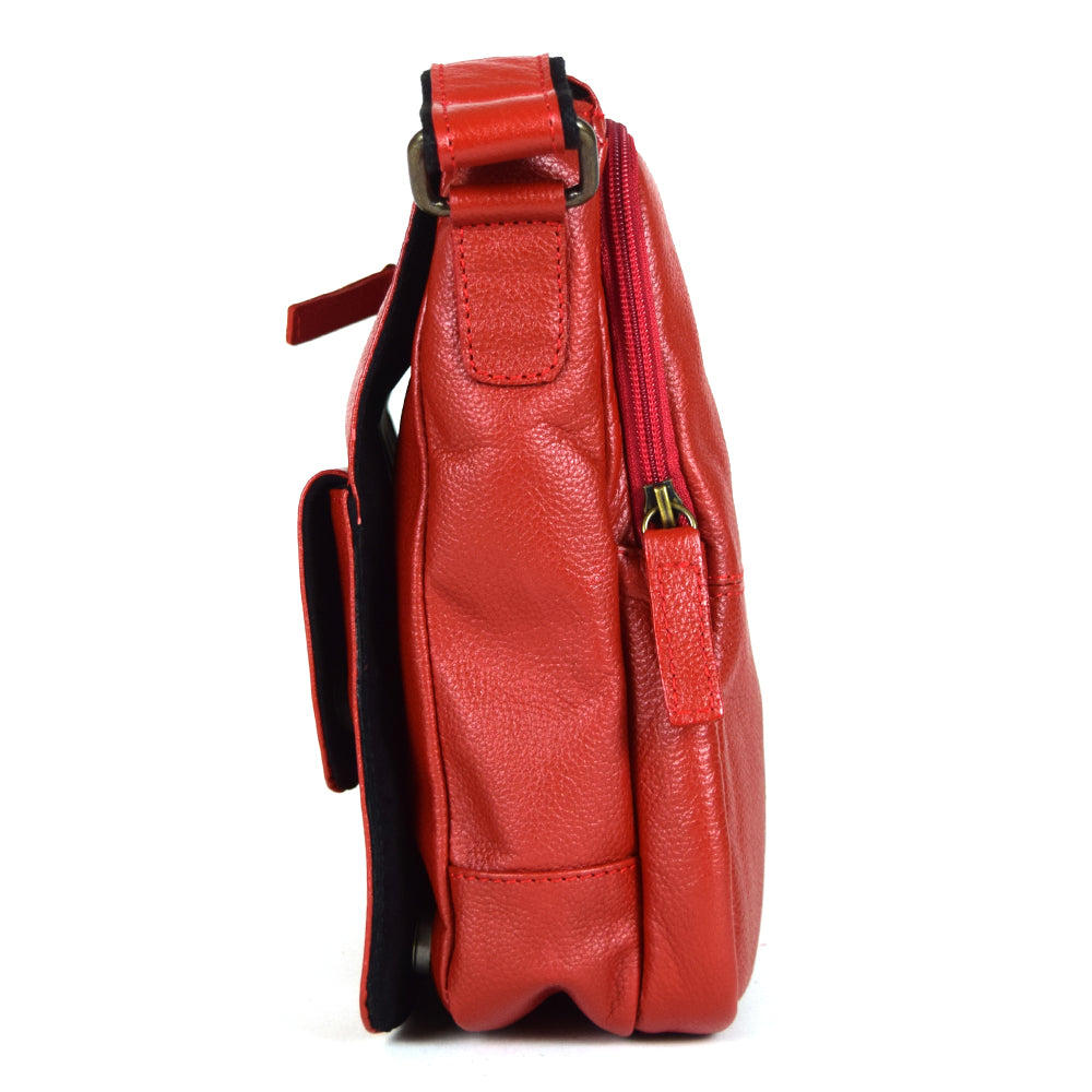 Urban Messenger Bag in Red Leather - Final Sale: No Returns or Exchanges