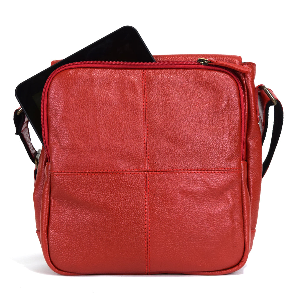 Urban Messenger Bag in Red Leather - Final Sale: No Returns or Exchanges