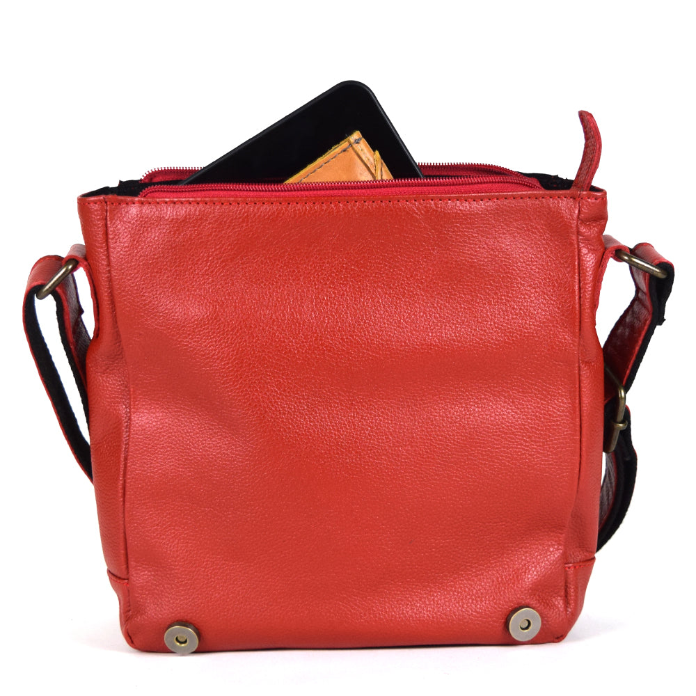 Urban Messenger Bag in Red Leather - Final Sale: No Returns or Exchanges