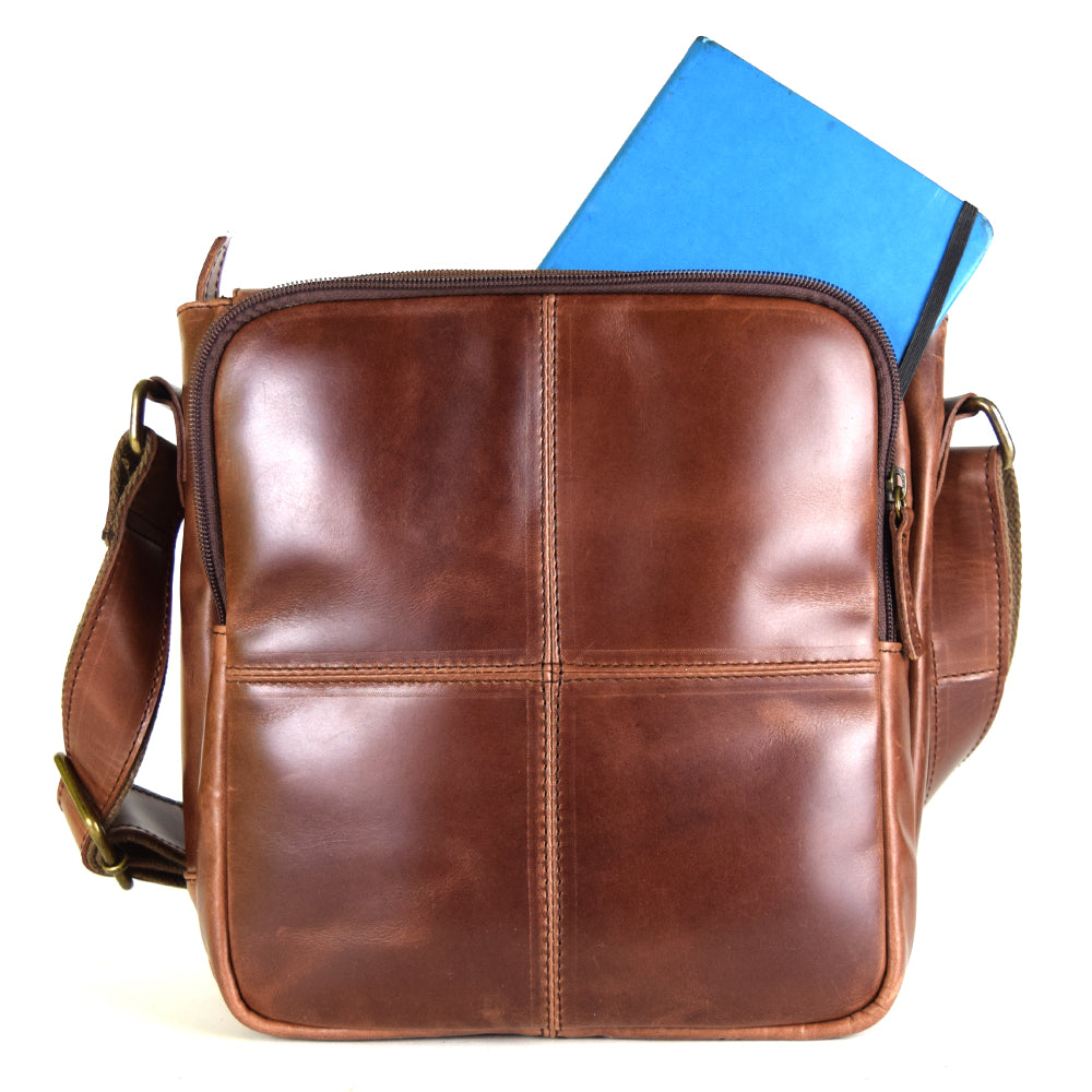 Urban Messenger Bag in Rustic Brown Leather - Cncled Carry - Final Sale: No Returns or Exchanges