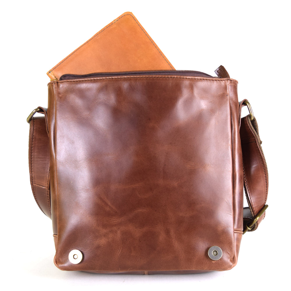 Urban Messenger Bag in Rustic Brown Leather - Cncled Carry - Final Sale: No Returns or Exchanges