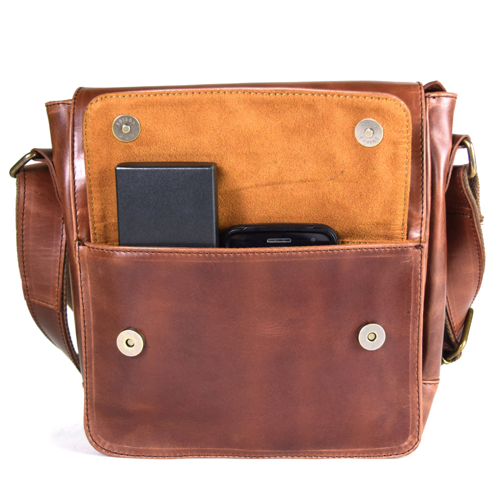 Urban Messenger Bag in Rustic Brown Leather - Cncled Carry - Final Sale: No Returns or Exchanges