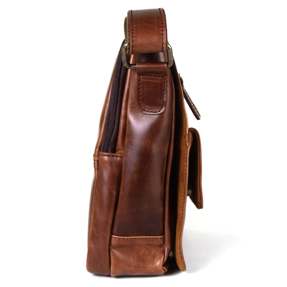 Urban Messenger Bag in Rustic Brown Leather - Cncled Carry - Final Sale: No Returns or Exchanges