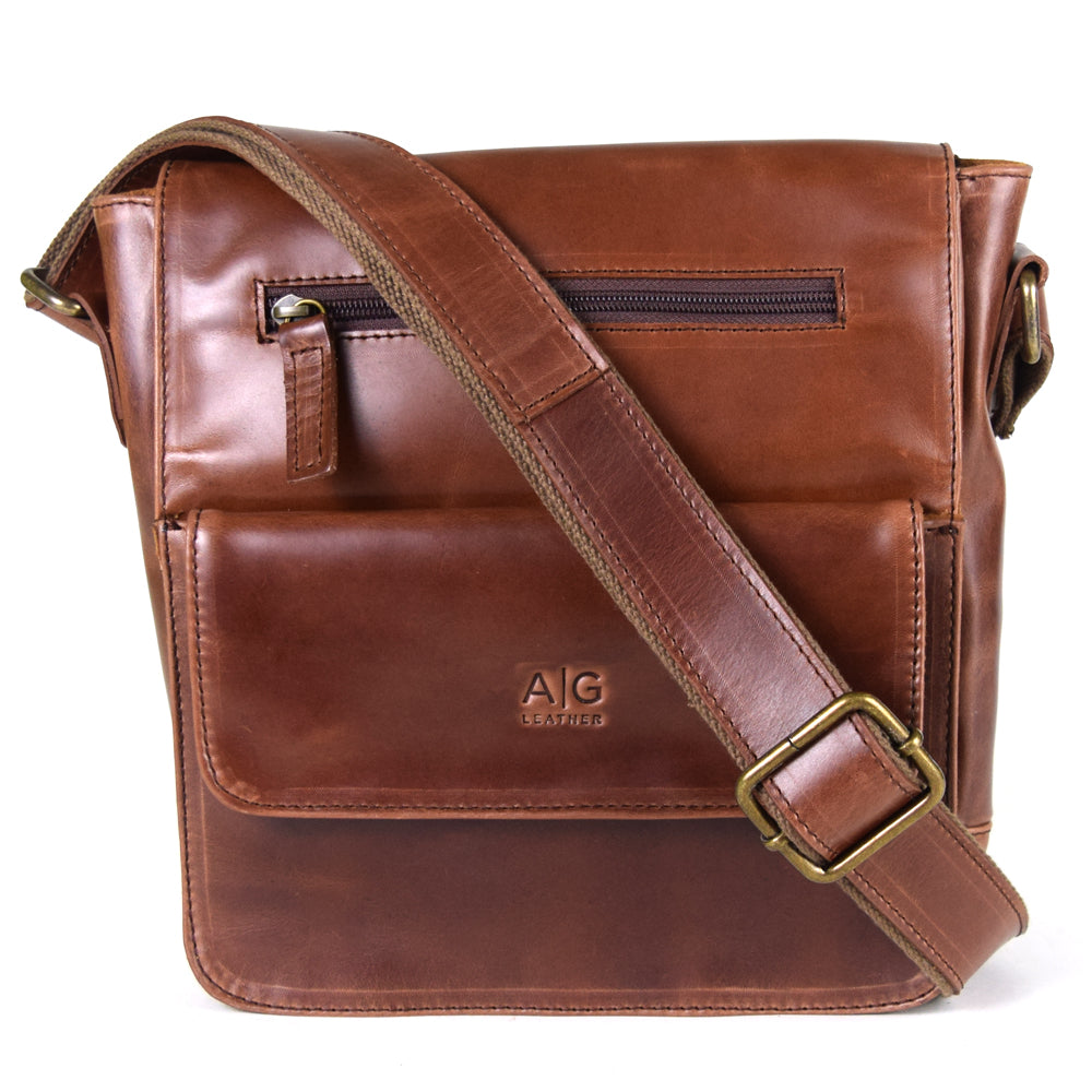 Urban Messenger Bag in Rustic Brown Leather - Cncled Carry - Final Sale: No Returns or Exchanges