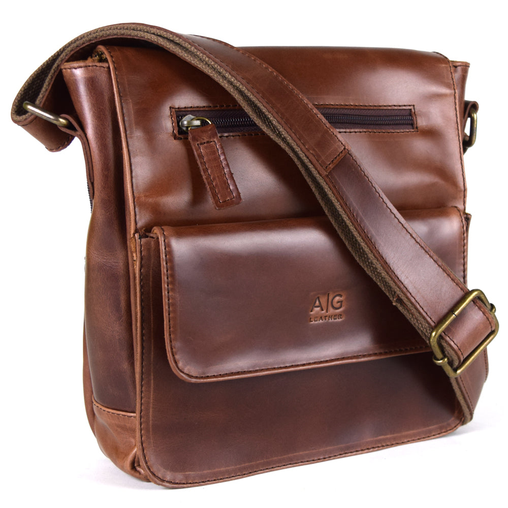 Urban Messenger Bag in Rustic Brown Leather - Cncled Carry - Final Sale: No Returns or Exchanges