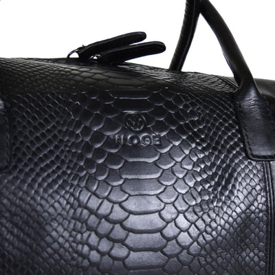 Expandable purse in Black Embossed Leather - FINAL SALE - no exchange