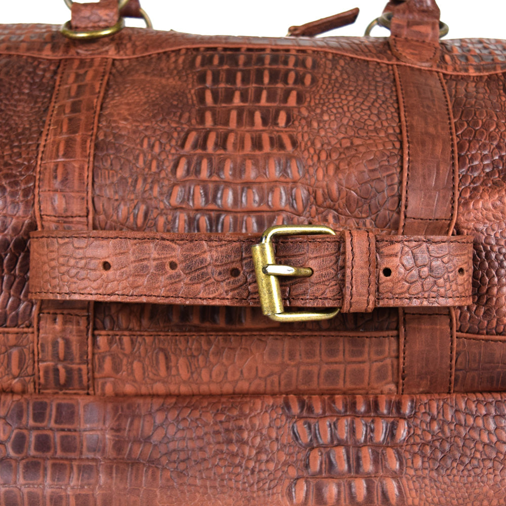 Travel Bag with shoe compartment in Rustic Brown Embossed Leather - Pr – AG  Leather - Shop Leather - HandCrafted