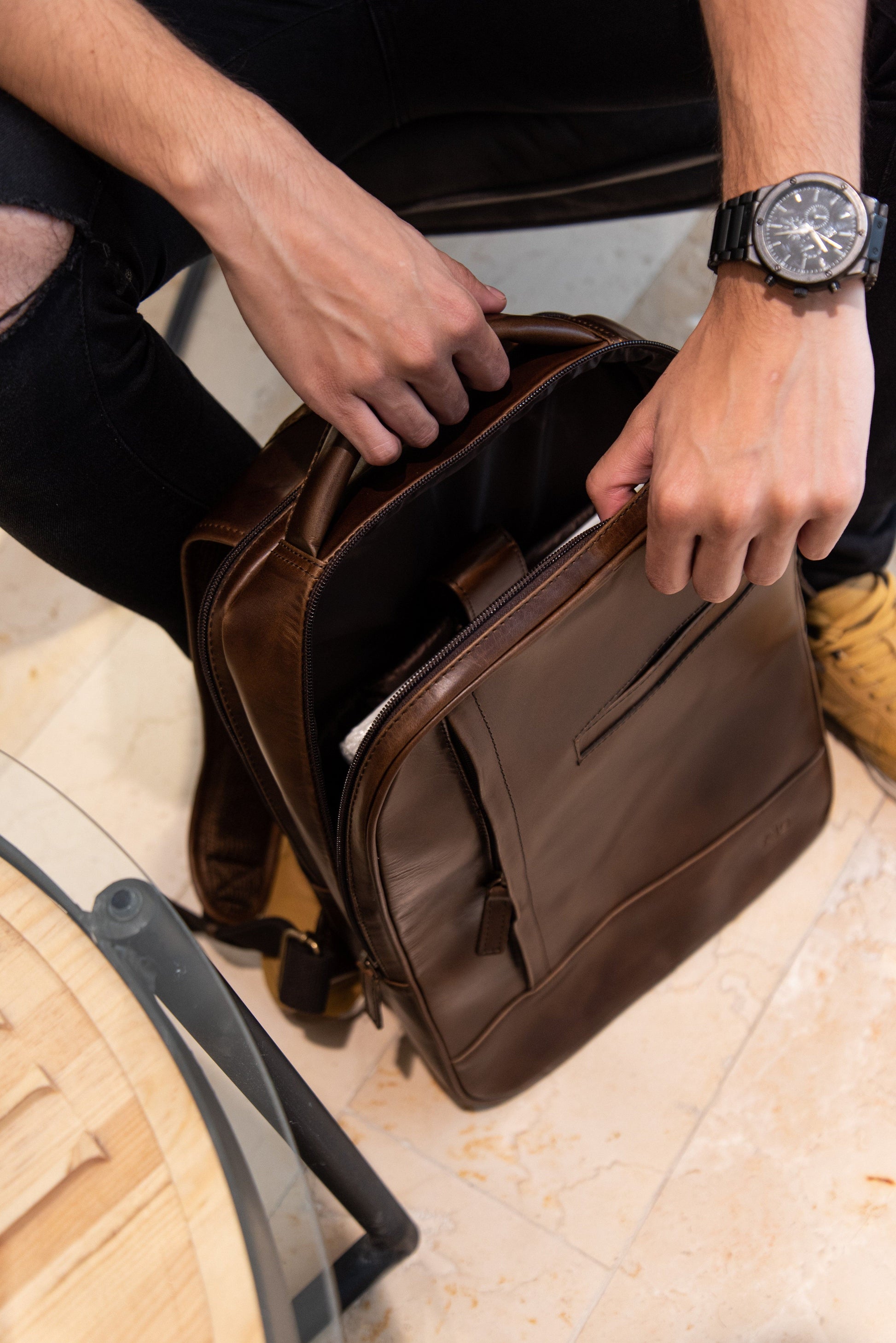 Backpack - City Backpack In Rustic Brown Leather