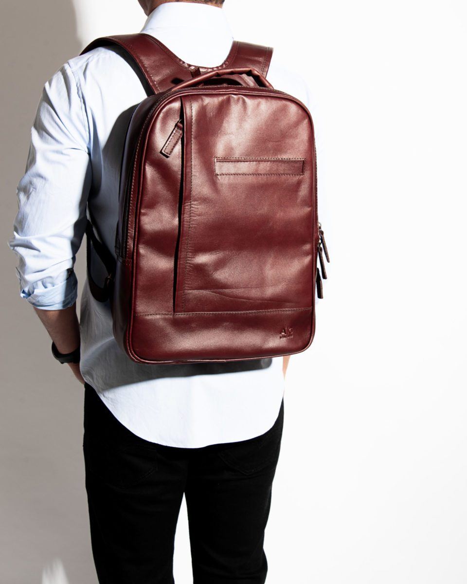 Double compartment backpack
 in Dark Wine Leather