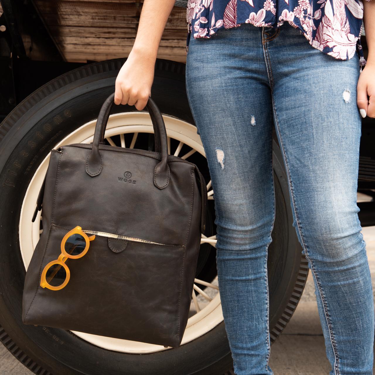 Convertible Backpack in Aged Dark Brown Leather - Final Sale: No Returns or Exchanges