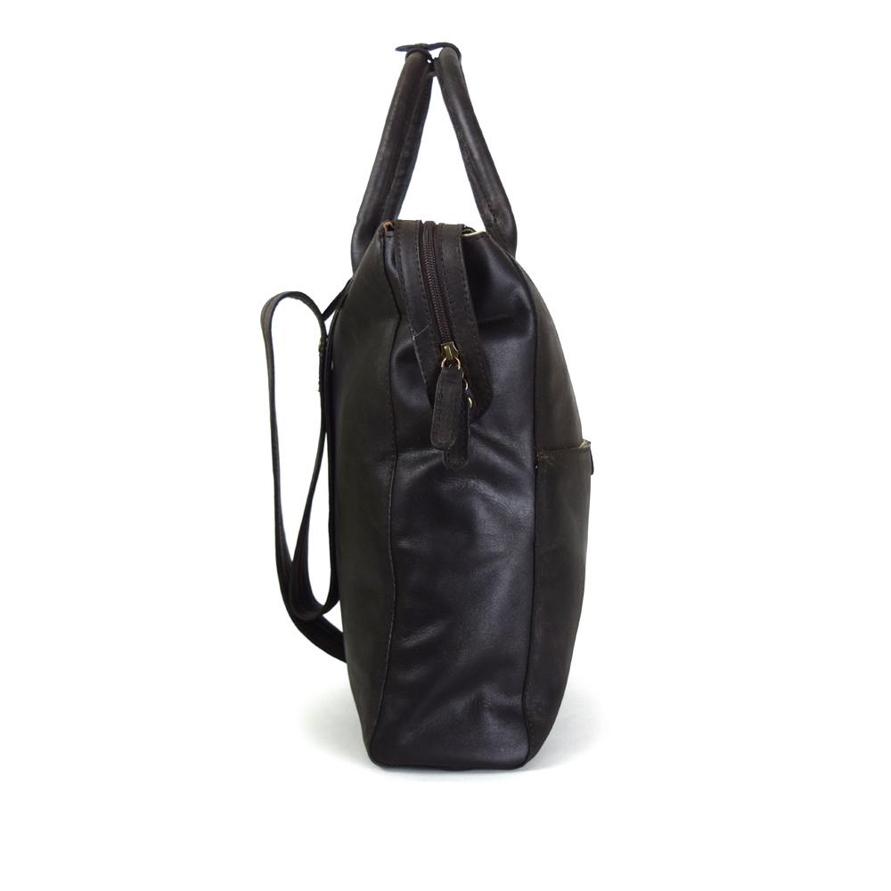 Convertible Backpack in Aged Dark Brown Leather - Final Sale: No Returns or Exchanges