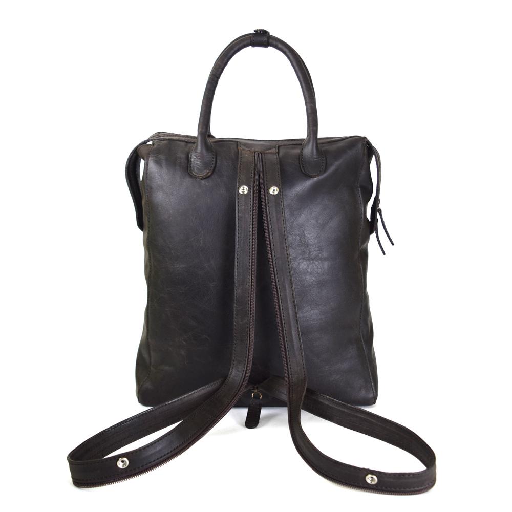 Convertible Backpack in Aged Dark Brown Leather - Final Sale: No Returns or Exchanges