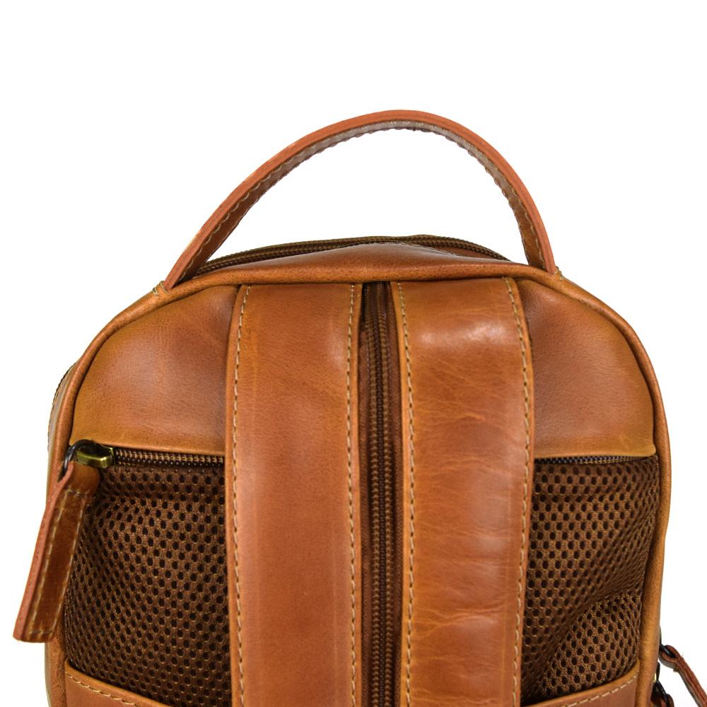 Crossbody - compact Backpack in Cognac Leather