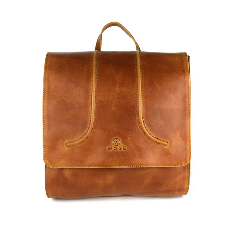 Foldover Backpack in Cognac Leather- Not Concealed