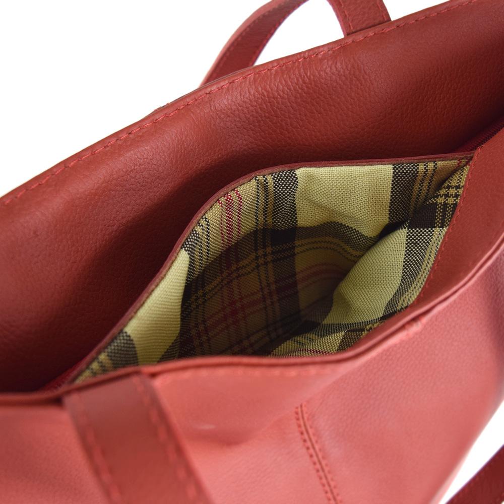 Elegant Shopper Tote in Rustic Red Leather - Final Sale: No Returns or Exchanges