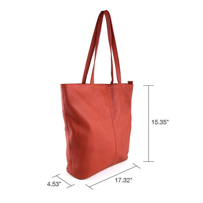 Elegant Shopper Tote in Rustic Red Leather - Final Sale: No Returns or Exchanges