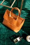 Bags - Foldover Tote In Cognac Leather