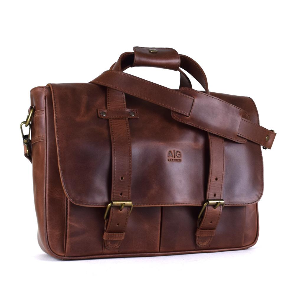 Montana Portfolio Briefcase in Rustic Brown Leather