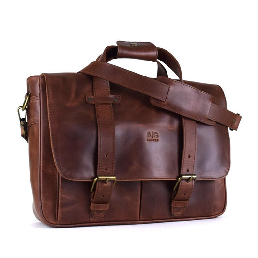 Montana Portfolio Briefcase in Rustic Brown Leather