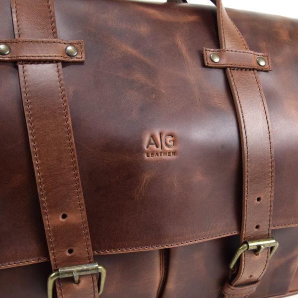 Montana Portfolio XL Briefcase Legal Size in Rustic Brown Leather