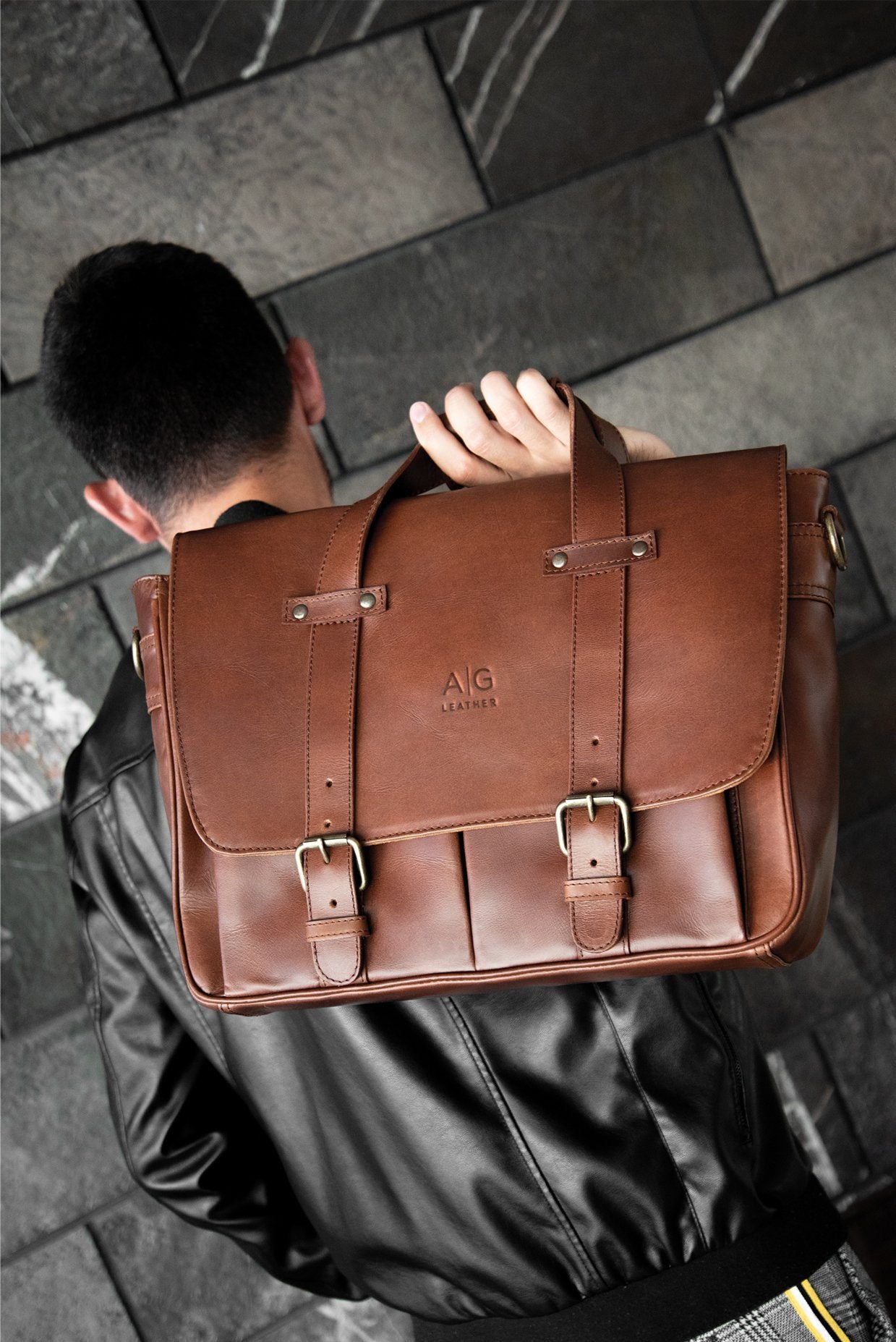 Briefcase - Montana Portfolio XL Briefcase In Rustic Brown Leather