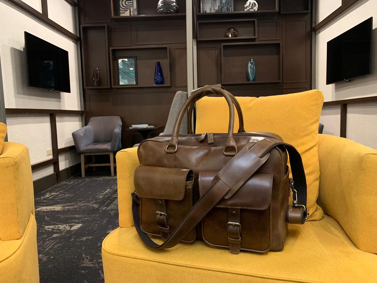 Overnighter Briefcase in Chocolate Leather - Final Sale: No Returns or Exchanges