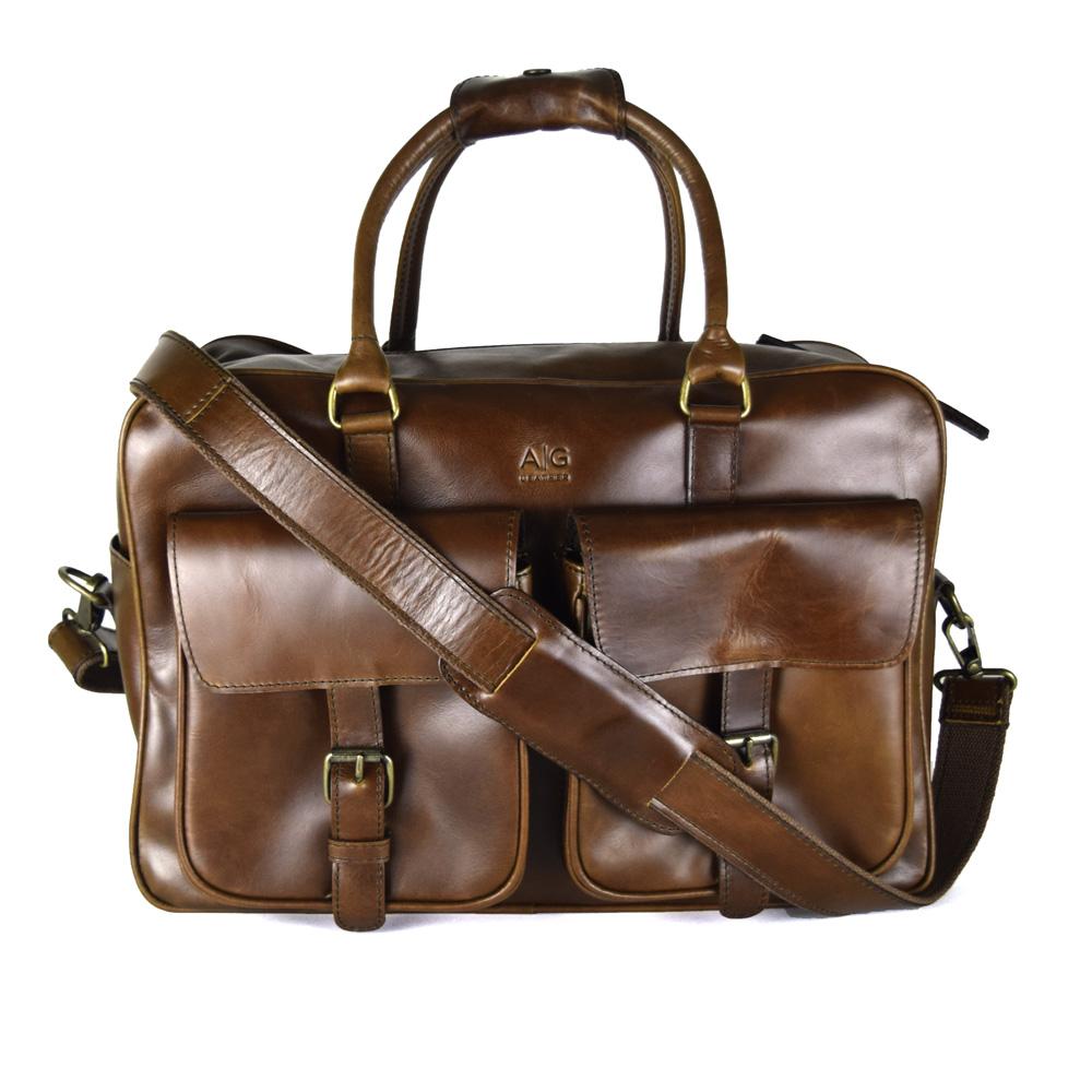 Overnighter Briefcase in Chocolate Leather - Final Sale: No Returns or Exchanges