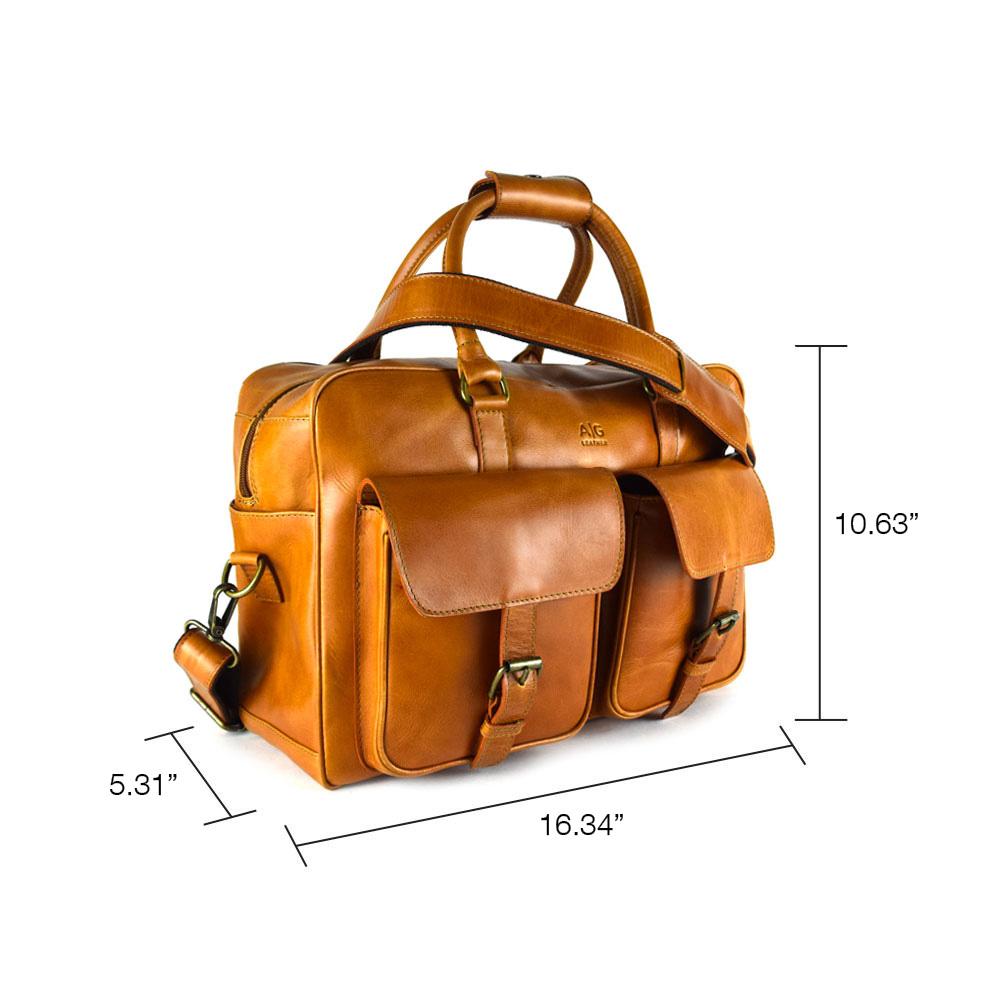 Overnighter Briefcase in Cognac Leather