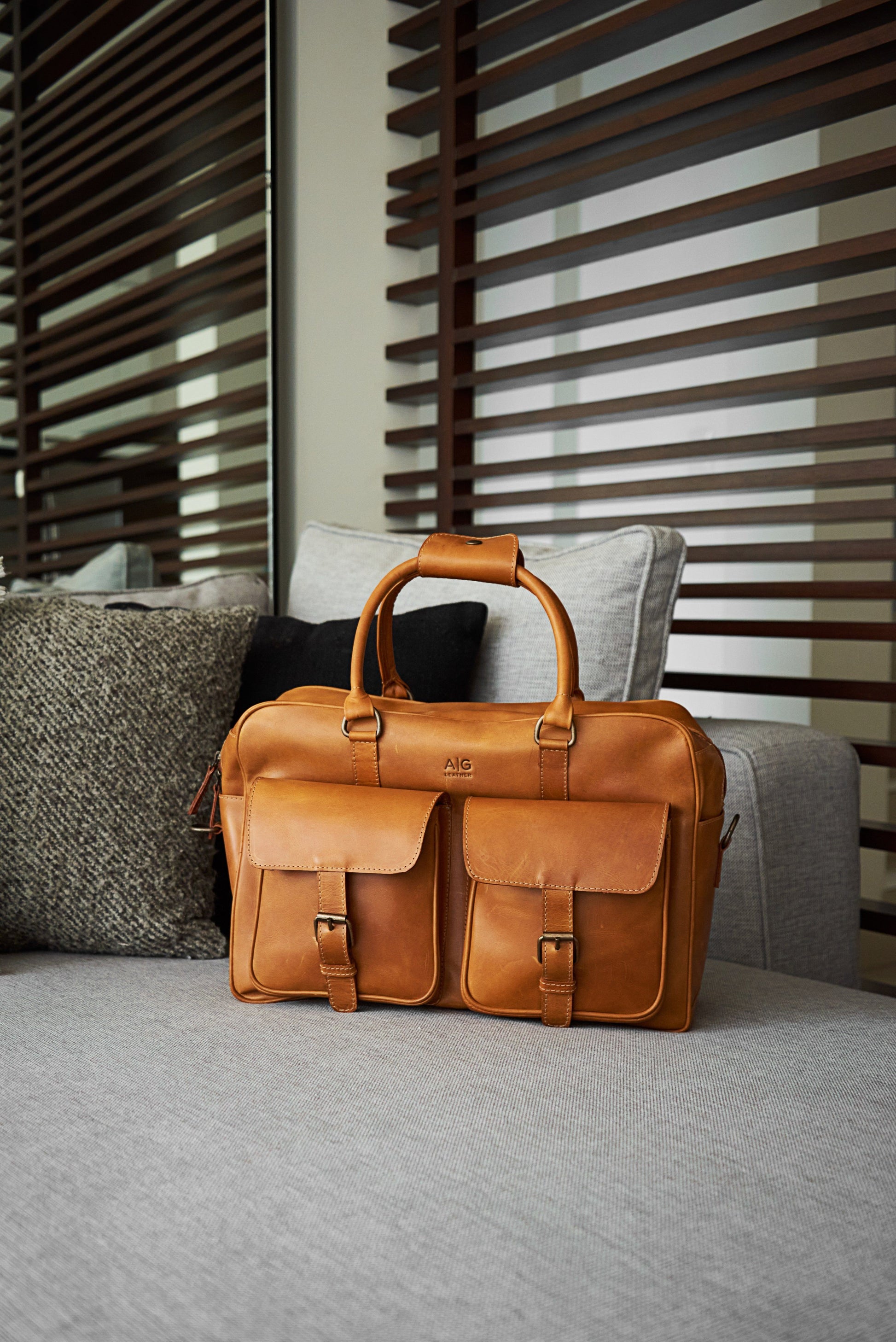 Briefcase - Overnighter Briefcase In Cognac Leather