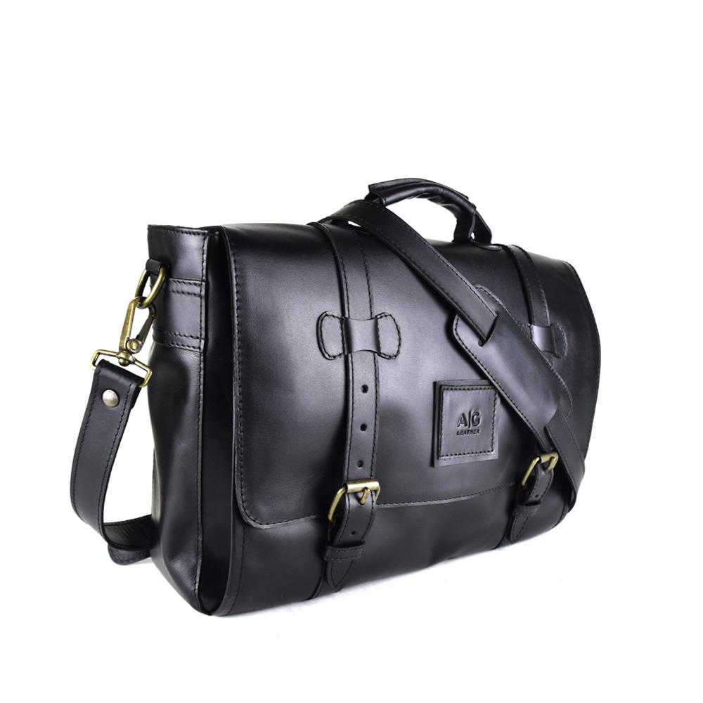 Wyoming Portfolio Briefcase in Black Leather - Harley logo - Final Sale: No Returns or Exchanges - 45% off