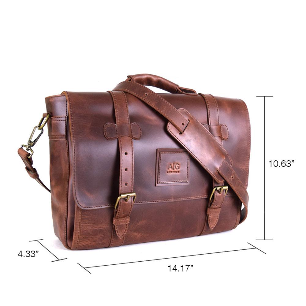 Wyoming Portfolio Briefcase in Rustic Brown Leather