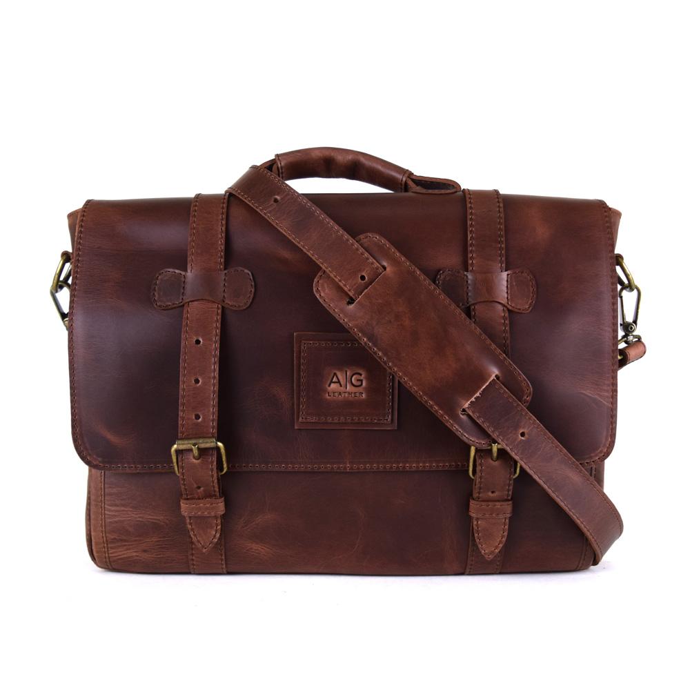 Wyoming Portfolio Briefcase in Rustic Brown Leather