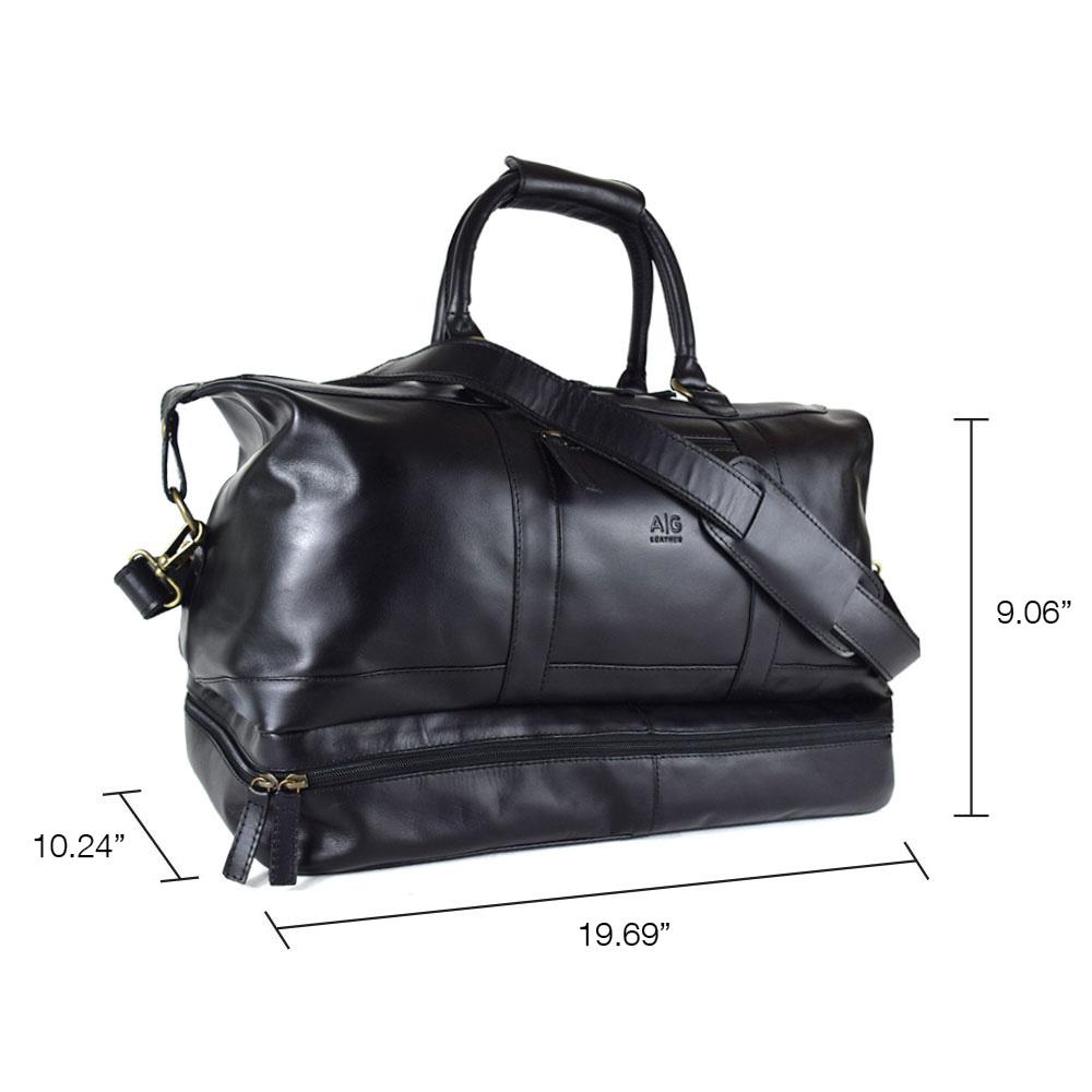 Travel Bag with shoe compartment in Black Leather with - Professional – AG  Leather - Shop Leather - HandCrafted