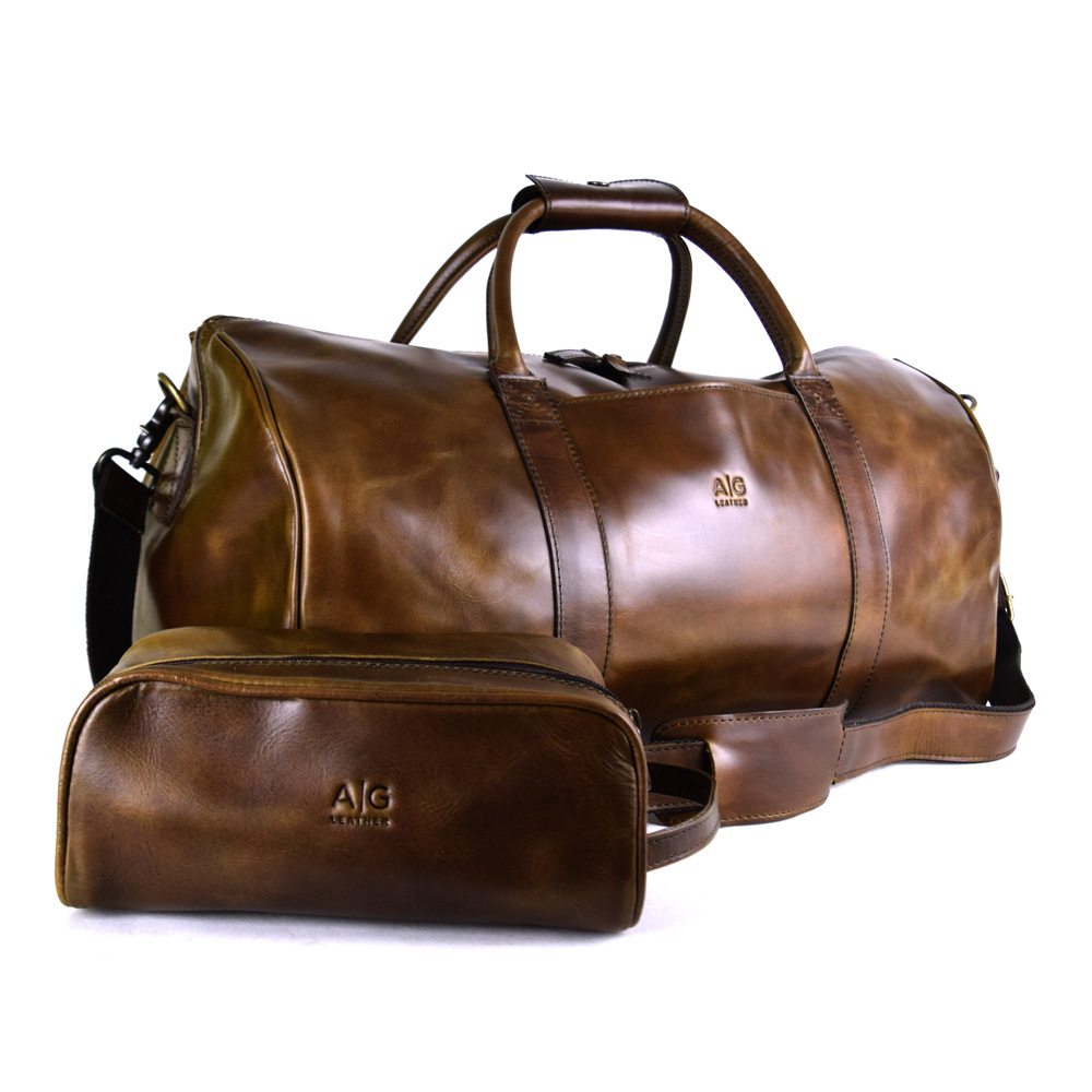 Duffel Bag 100% Leather Chocolate Color + free case!!